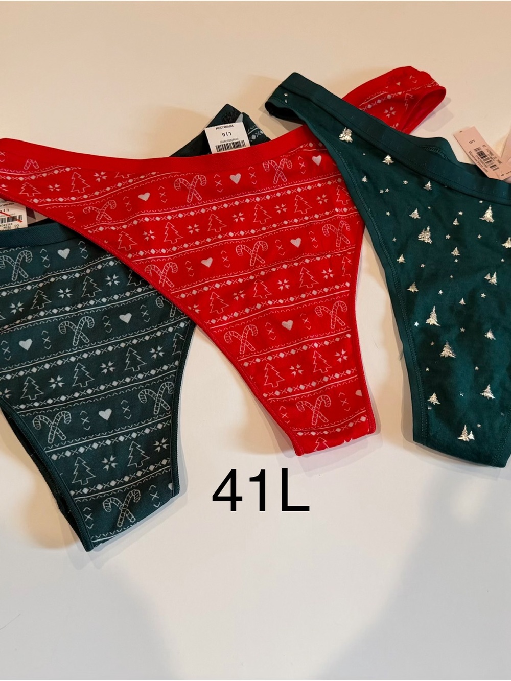 Holiday Cotton Blend Thong Panties - Red & Green #Victoria Secret #Pink #thong
